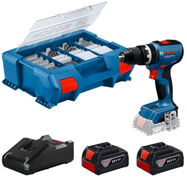 Akumulátorový vŕtací skrutkovač Bosch Professional GSB 18V-65 s batériami, nabíjačkou a kufrom