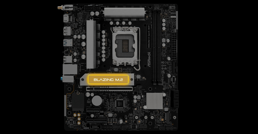 Základná doska ASRock B860M-X Gen5 WiFi čierna Základná doska B860M-X Gen5 WiFi Intel 1851, mATX prináša vysokorýchlostné riešenie M.2