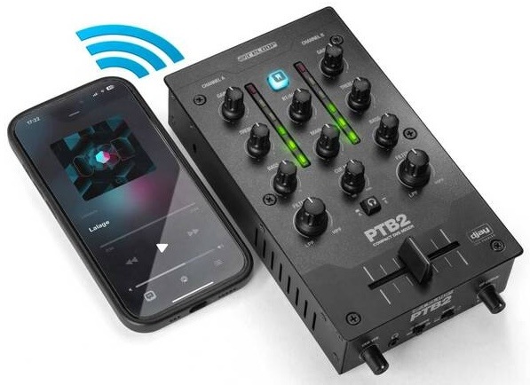 Reloop PTB-2 s Bluetooth pripojením k telefónu pre bezdrôtové prehrávanie hudby