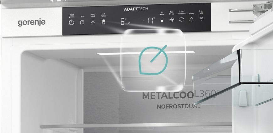 Kombinovaná chladnička Gorenje NRKI519E41, vstavaná, úsporný Eco režim