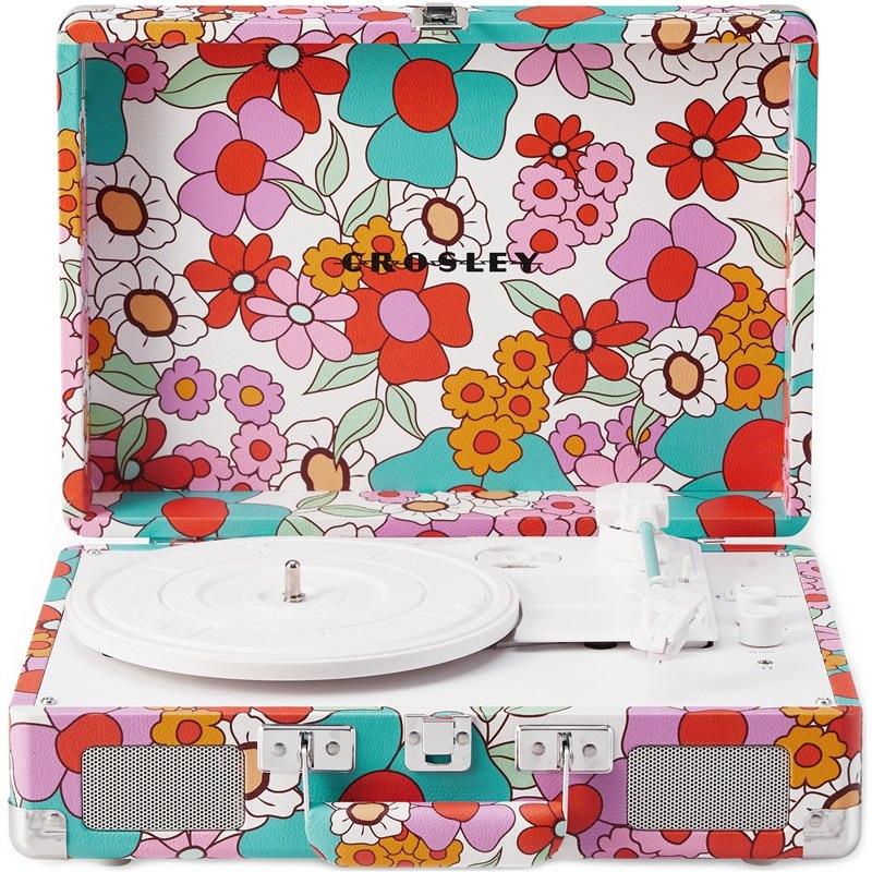 Nápaditý gramofón Crosley Cruiser Plus s farebným dizajnom Groovy Floral