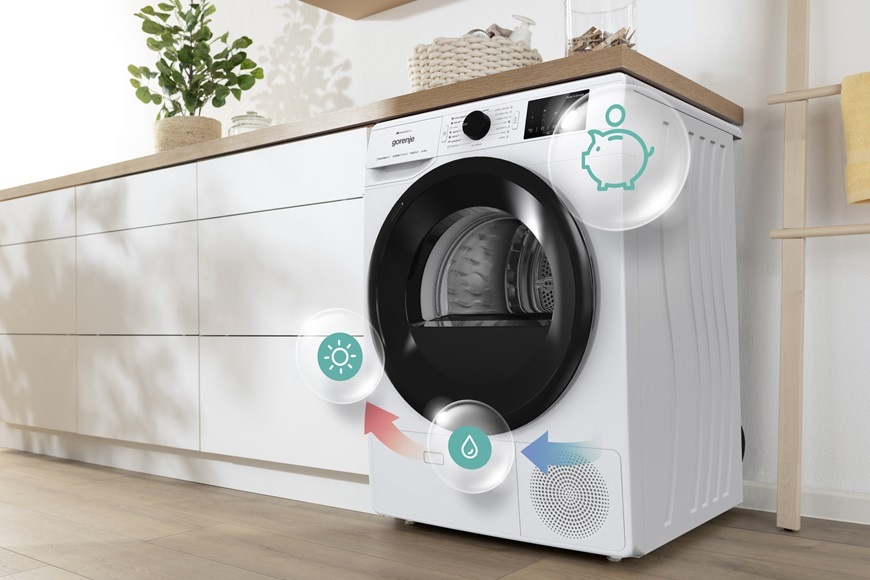Sušička bielizne Gorenje D2PNE83GNLW/CZ biela Sušička prádla Gorenje D2PNE83GNLWCZ, biela, Tepelné čerpadlo