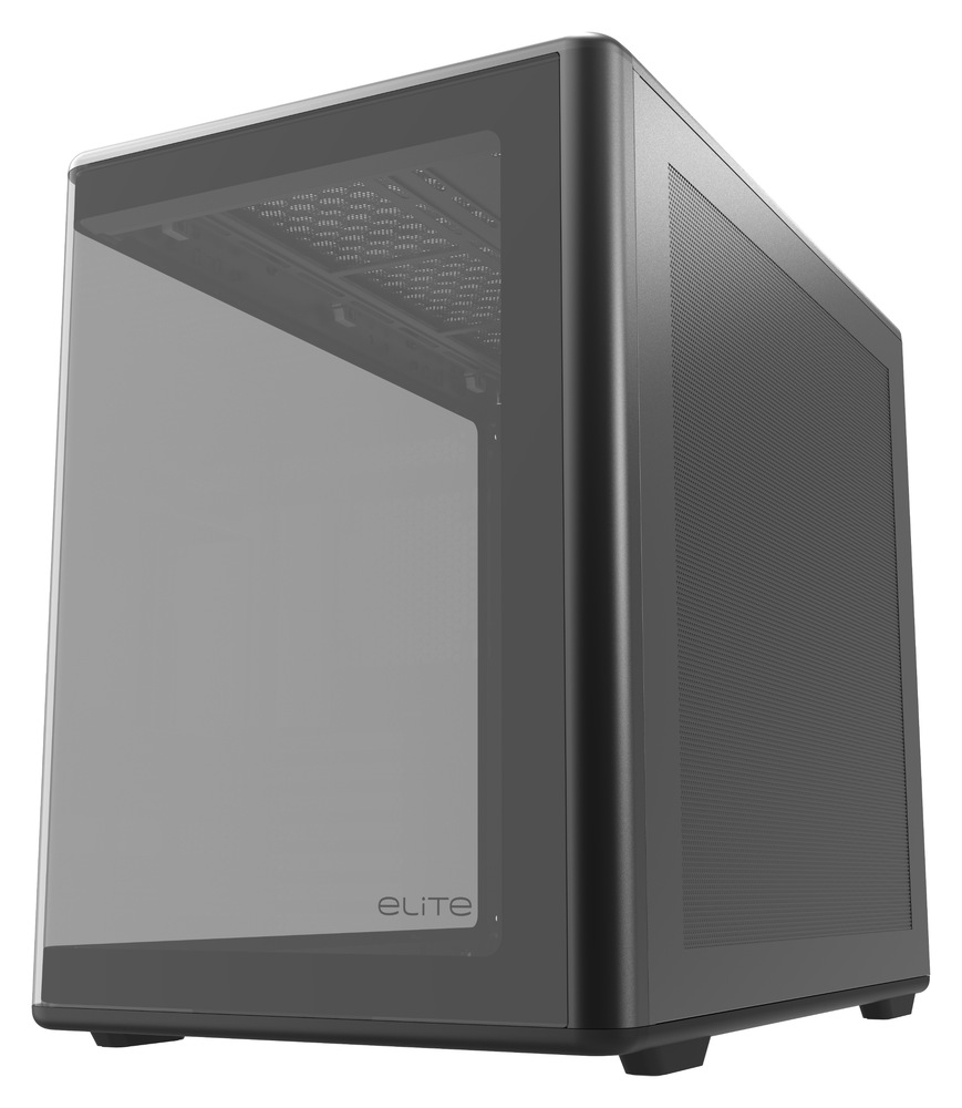Na snímke je pohľad do prázdnej PC skrine cez presklenú bočnú stenu.