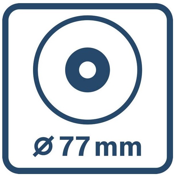 Ikona priemeru kotúča 77 mm s jednoduchým grafickým znázornením veľkosti leštiacej plochy