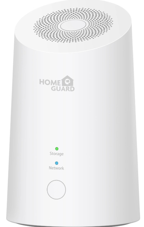 IP kamera iGET HOMEGUARD HGWNK108402S biela NVR rekordér iGET HOMEGUARD s indikátormi úložiska a sieťového pripojenia