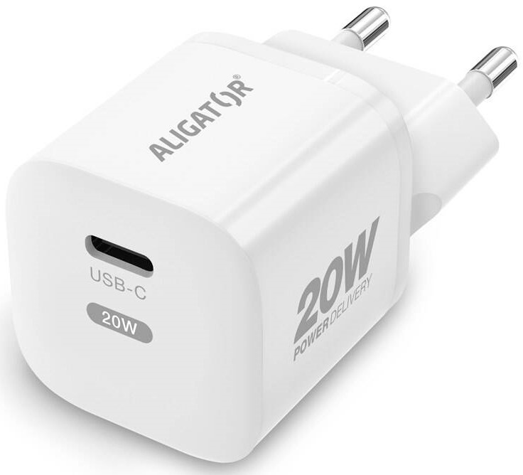 Nabíjačka do siete Aligator Power Delivery 20W, USB-C biela