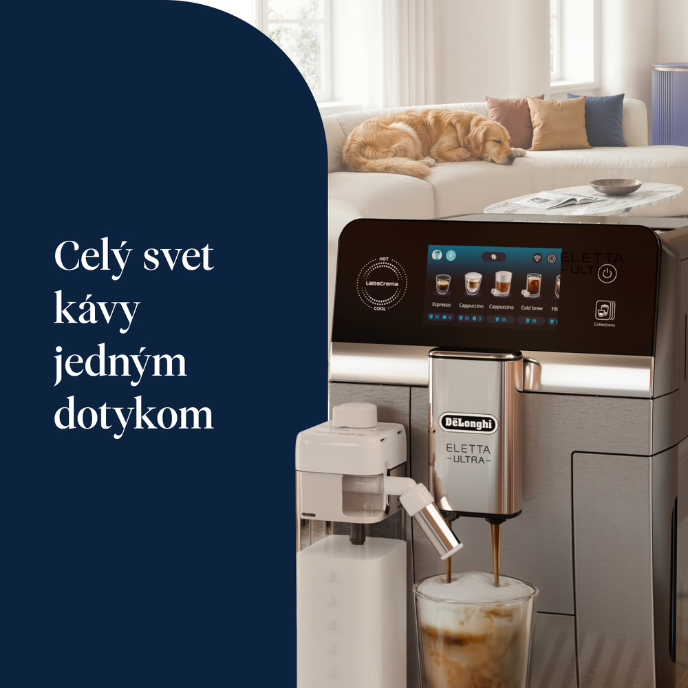 Automatický kávovar De'Longhi Eletta Ultra ECAM 470.85.MB čierne/nerez Kávovar De'Longhi sa ovláda jedným dotykom