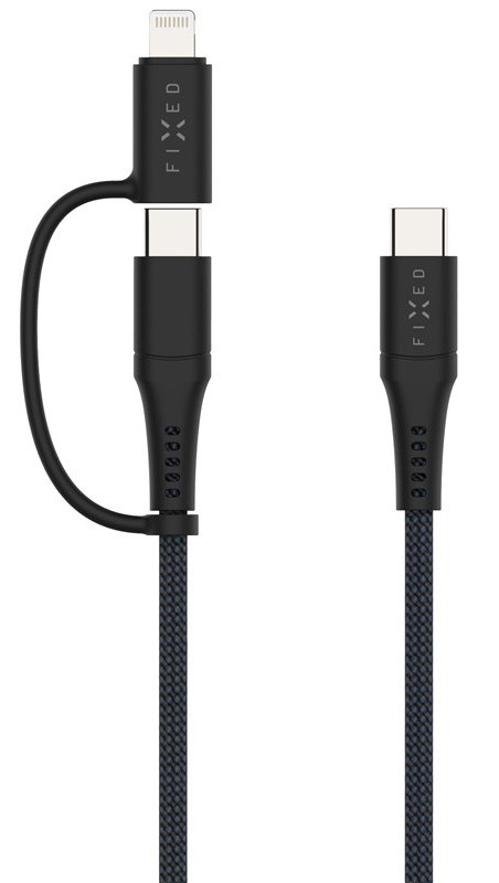 Kábel FIXED USB-C/USB-C a Lightning, PD, 60W, MFi, 1,2m sivý