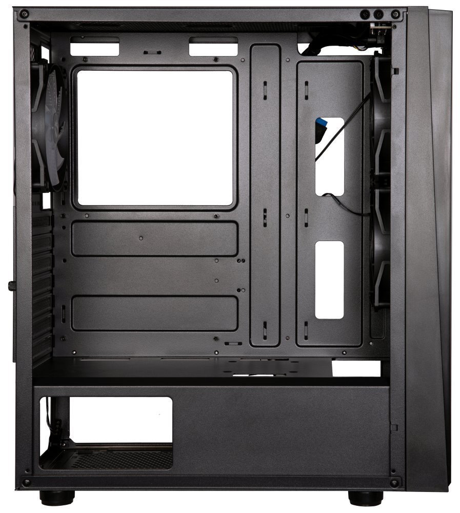 Case BitFenix Helios čierna Na snímke je vnútro pc skrine, kde vidíme veľký priestor na inštaláciu komponentov.