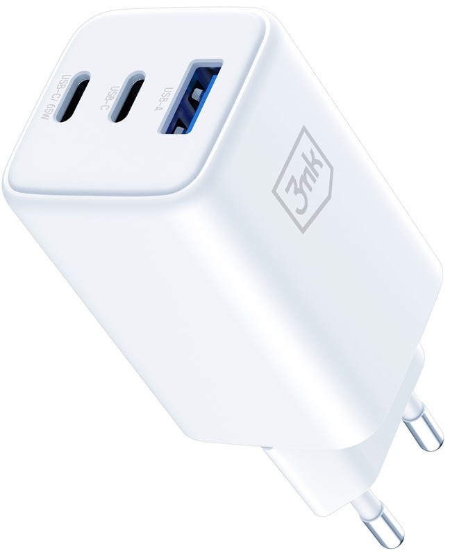 Nabíjačka do siete 3mk Hyper GaN 2xUSB-C/USB-A s celkovým výkonom 65 W
