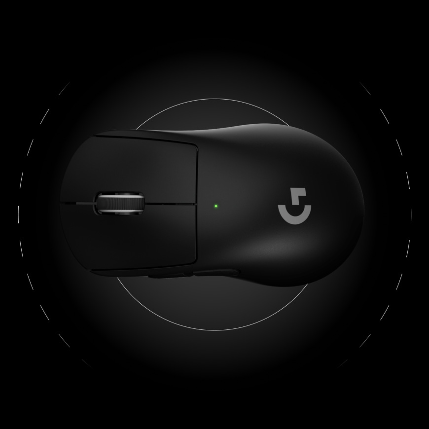 Pohľad zhora na myš Logitech G PRO X Superlight 2 DEX SE s logom Logitech G