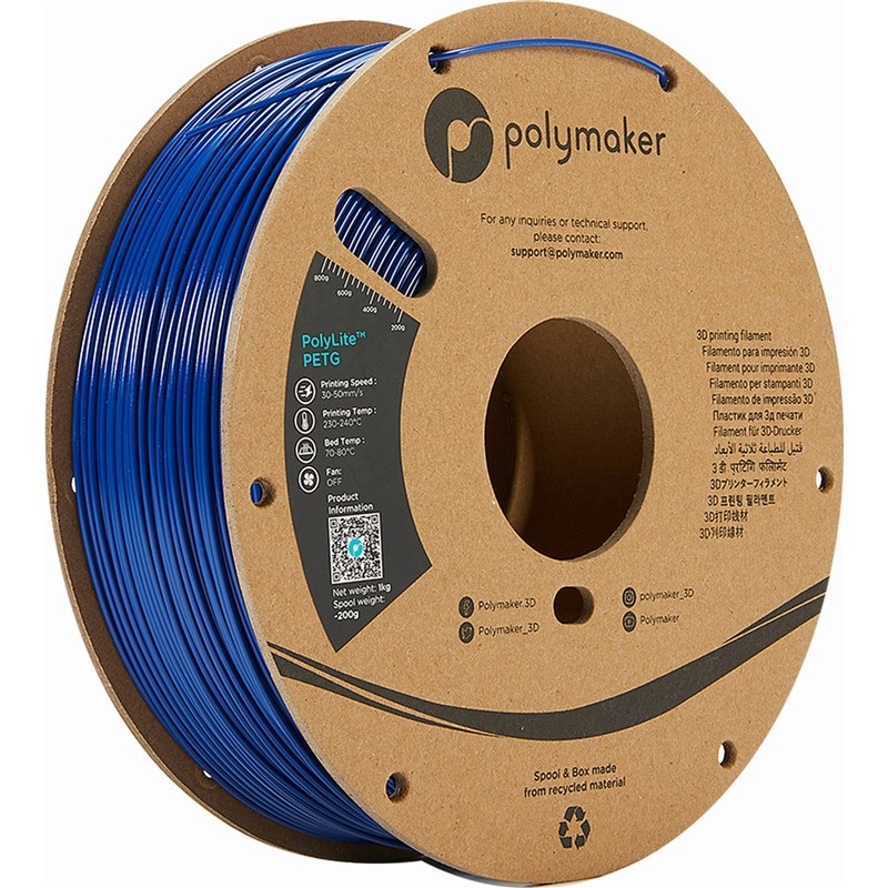 Tlačová struna (filament) Polymaker PolyLite PETG, 1,75 mm, 1 kg modrý