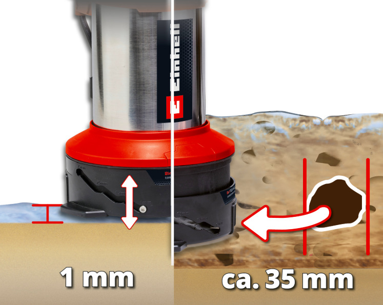 Detail sacej základne čerpadla Einhell GE-DP 7535 N LL ECO na čerpanie vody a nečistôt až 35 mm