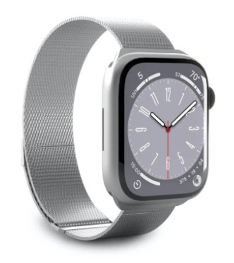 Remienok Puro MILANESE pre Apple Watch 42/44/45/49 mm strieborný