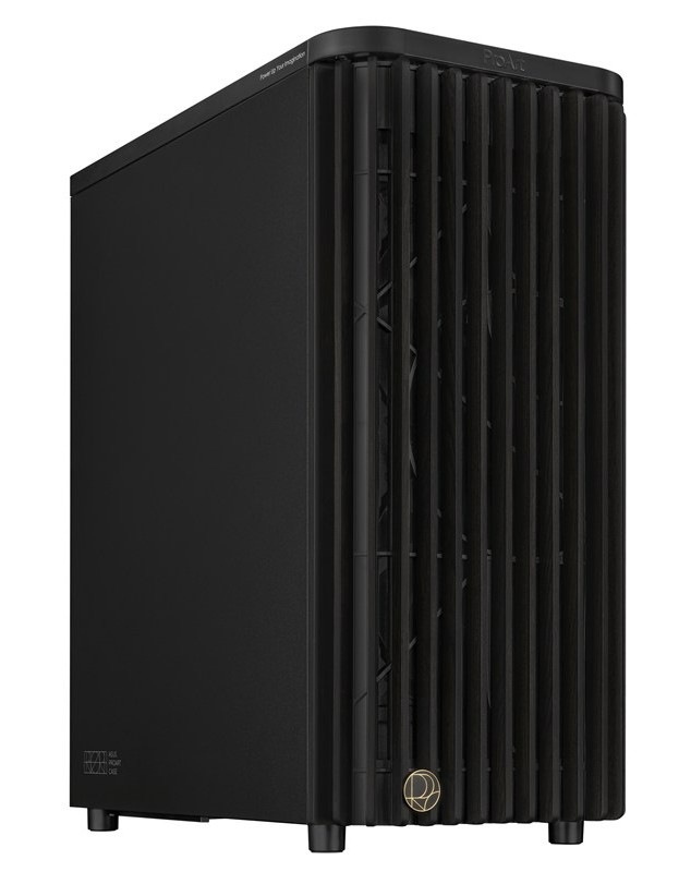 PC skriňa Asus ProArt PA401 WOOD METAL, čierna farba.