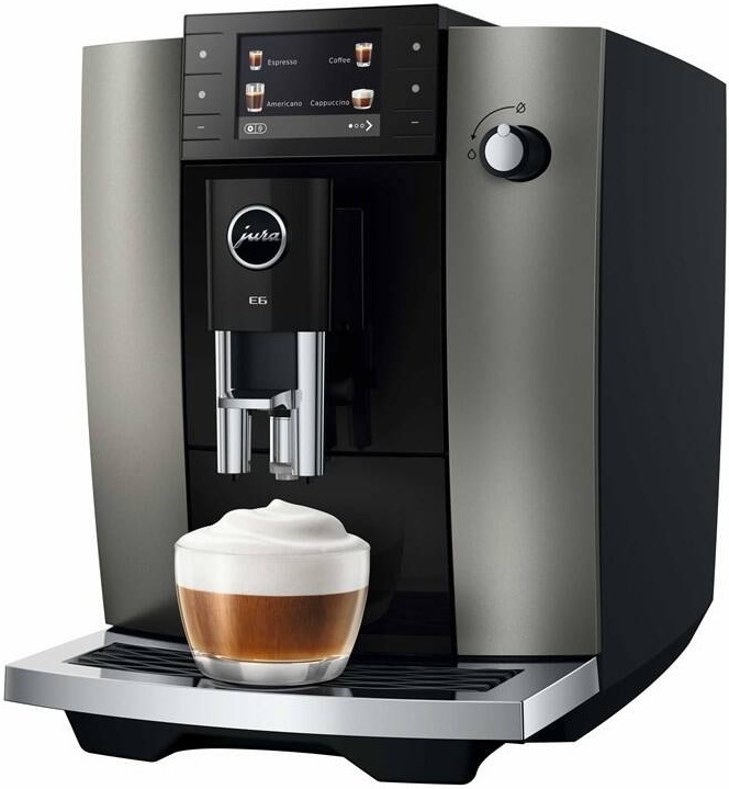Automatický kávovar Jura E6 Piano Black v elegantnom tmavo šedom prevedení