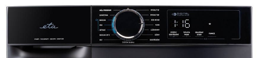 Práčka ETA 387190020A čierna Práčka ETA 387190020A, panel