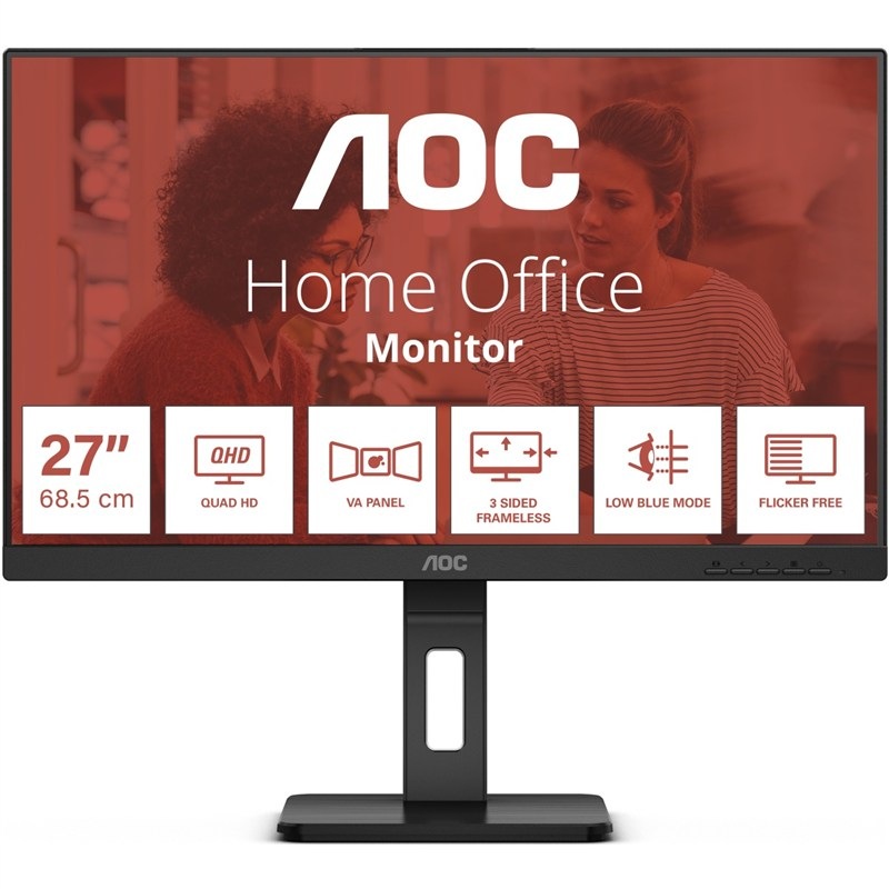Monitor AOC Q27E3UMF 27", WLED podsvietenie, VA panel, 4ms, 4000: 1, 300cd/m2, 2560 × 1440 WQHD, - čierny