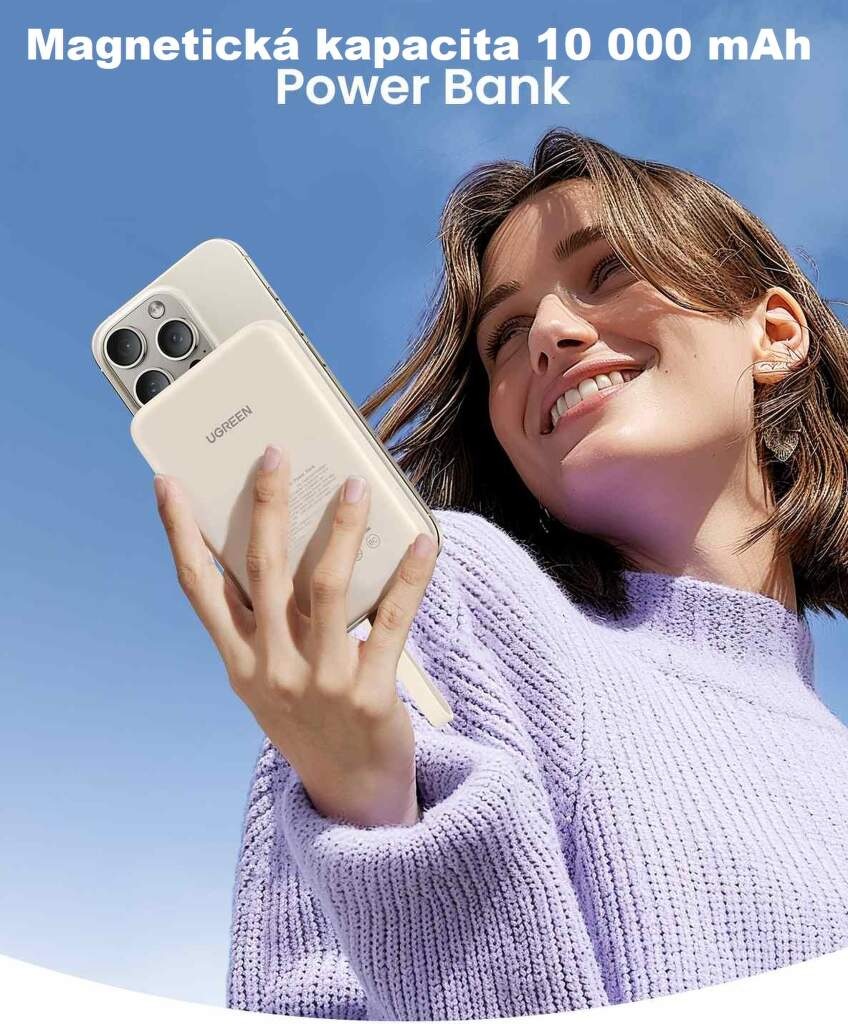 Powerbank UGREEN 10000mAh Mini Magnetic Wireless 20W béžový Powerbank UGREEN 10000mAh Mini Magnetic Wireless 20W béžový