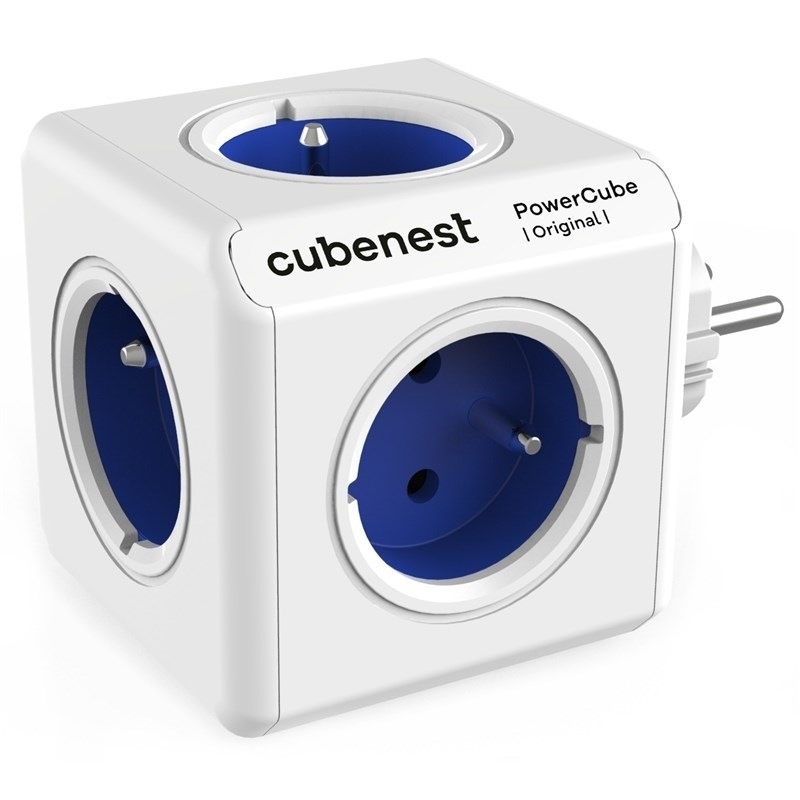 Rozbočovacia zásuvka Cubenest Powercube Original, 5x zásuvka biela/modrá Rozbočovacia zásuvka Cubenest Powercube Original, 5x zásuvka biela/modrá