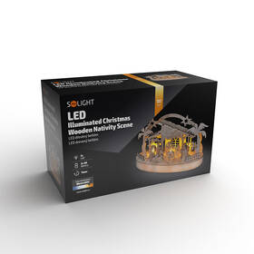 LED dekorácie Solight Vianočný drevený betlehem, 5x LED, prírodné drevo, 25cm, 2x AA 

 obrázok produktu 2 z 4