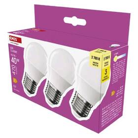 LED žiarovka EMOS Classic mini globe, E27, 4,2 W, teplá biela (3 ks) 

 obrázok produktu 3 z 3