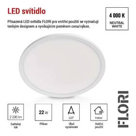LED stropné svietidlo EMOS FLORI, kruh 42cm, 22W, 2200lm, neutrálna biela biele

 obrázok produktu 2 z 5