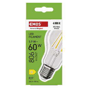 LED žiarovka EMOS Filament A60, 5,9 W, E27, neutrálna biela 

 obrázok produktu 4 z 7