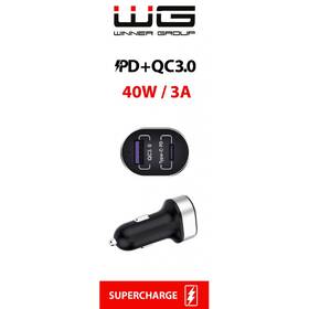 Adaptér do auta WG 1x USB, 1x USB-C PD 18W, QC3.0, 22,5W čierny

 obrázok produktu 1 z 1