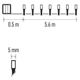 Vianočné osvetlenie EMOS 80 LED reťaz, 5,6 m, 3x AA, vonkajšia aj vnútorná, teplá biela, časovač 

 obrázok produktu 7 z 8
