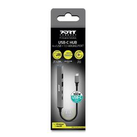 USB Hub PORT CONNECT USB-C, 4× USB + 1× USB-C 100W PD strieborný

 obrázok produktu 3 z 7