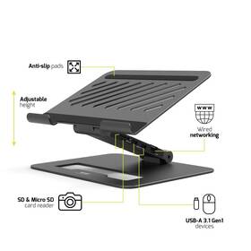 Dokovacia stanica PORT CONNECT 2v1 USB-C Notebook Stand, 2x4K čierna

 obrázok produktu 8 z 10