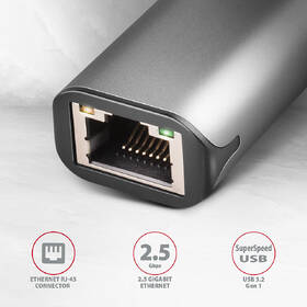 Sieťová karta Axagon USB-C 3.2 Gen 1 - 2.5 Gigabit Ethernet sivá

 obrázok produktu 1 z 4