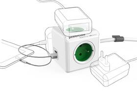 Kábel predlžovací Powercube USB, 4x zásuvka, 2x USB, 1,5m zelený

 obrázok produktu 2 z 4