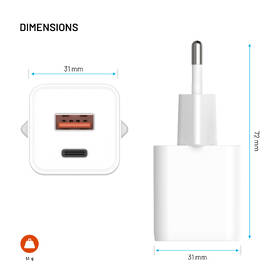 Nabíjačka do siete FIXED GaN Mini s USB-C, USB, 30W biely

 obrázok produktu 2 z 8