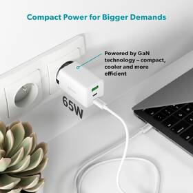 Nabíjačka do siete Epico UltraBoost GaN 65W 1x USB-A/2x USB-C + kábel biela

 obrázok produktu 4 z 5