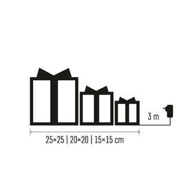 LED dekorácie EMOS 72 LED darčeky, 3 veľkosti, vnútorná, teplá biela 

 obrázok produktu 3 z 4