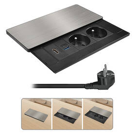 Zásuvkový modul Solight 2 zásuvky, HDMI, USB-A, USB-C, PD 20W, s posuvným krytom, 2 m strieborný

 obrázok produktu 3 z 6