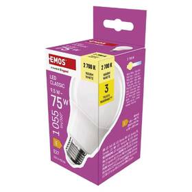 LED žiarovka EMOS Classic, E27, 9,5 W, teplá biela 

 obrázok produktu 3 z 3