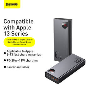 Powerbank Baseus Adaman Metal s digitálnym displejom QC + PD 20000mAh 65W čierny

 obrázok produktu 7 z 13
