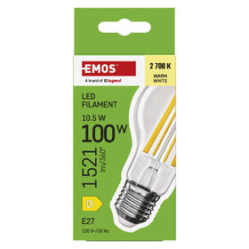 LED žiarovka EMOS Filament A60, 10,5 W, E27, teplá biela 

 obrázok produktu 4 z 7