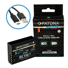 Batéria PATONA pre foto Canon LP-E10 1020mAh Li-Ion Platinum, USB-C čierna

 obrázok produktu 1 z 4