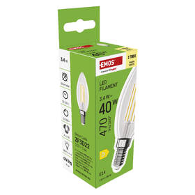 LED žiarovka EMOS Filament sviečka, 3,4 W, E14, teplá biela 

 obrázok produktu 7 z 7