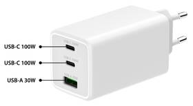 Nabíjačka do siete WG GaN, 100W, 1xUSB-A/2xUSB-C biela

 obrázok produktu 2 z 5