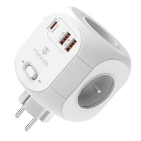 Rozbočovacia zásuvka Viking AC43, 4x zásuvka, vypínač biela

 obrázok produktu 1 z 4