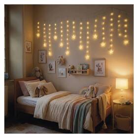 LED reťaz EMOS vánoční závěs – hvězdy, 170x85 cm, 3x AA, venkovní i vnitřní, teplá bílá, časovač priehľadný

 obrázok produktu 3 z 4
