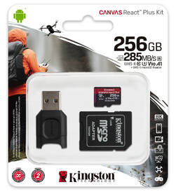 Pamäťová karta Kingston MicroSDXC 256GB UHS-II U3 ​​(285R/165W) + adaptér + čítačka 

 obrázok produktu 2 z 2