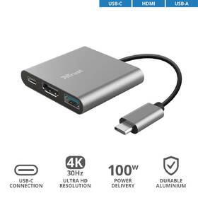 USB Hub Trust Dalyx 3v1 USB-C/USB, HDMI, USB-C PD 100W sivý

 obrázok produktu 5 z 8
