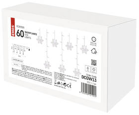 Vianočné osvetlenie EMOS 60 LED záves – vločky, 135 × 50 cm, vnútorné, studená biela 

 obrázok produktu 8 z 8