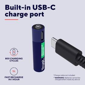 Batéria nabíjacia Trust AAA, USB-C, 2ks 

 obrázok produktu 5 z 7